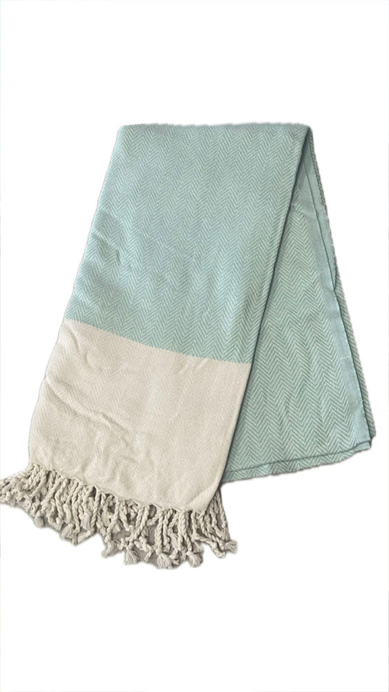 Mint Herringbone Beach Towel