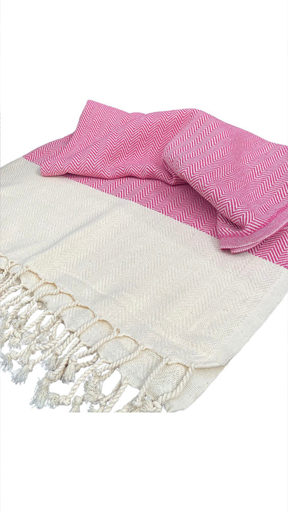 Flamingo Herringbone Beach Towel
