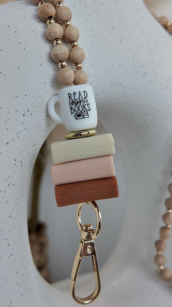 Read More Books - Beaded Lanyard Brown
