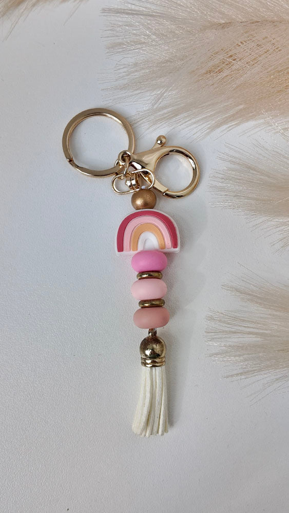 Pink Rainbow Keyring