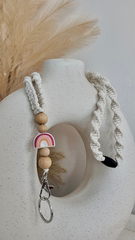 Pink Rainbow - Macrame Lanyard