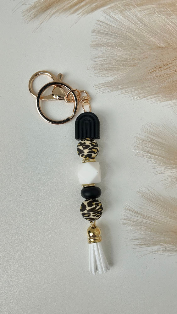 Black Leopard Rainbow Keyring