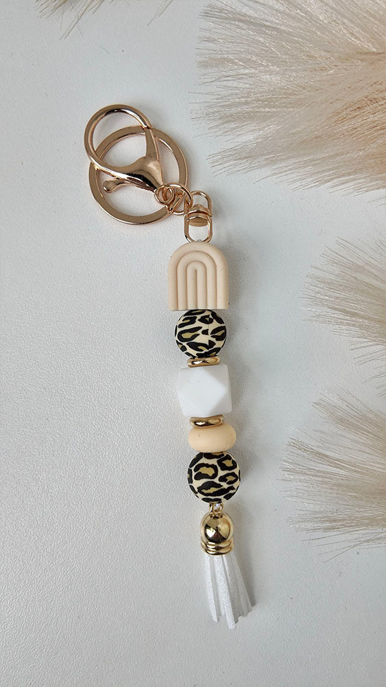 Bone Leopard Rainbow Keyring