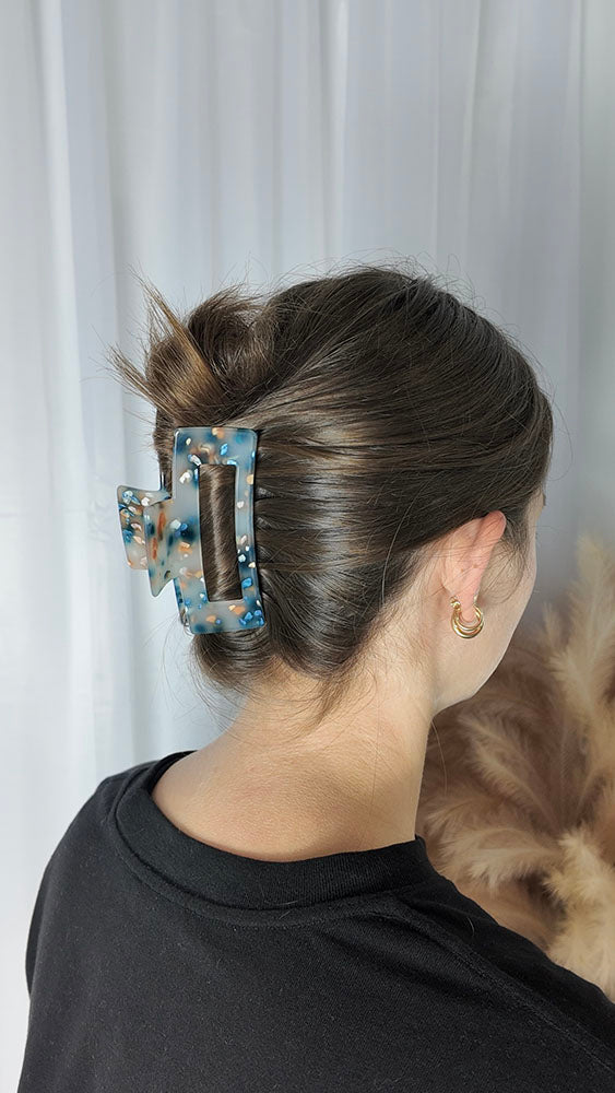 Blue Shell Square Hair Clip - Regular