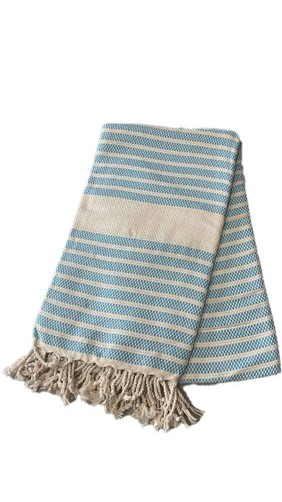 Aqua Dottie Stripe Beach Towel