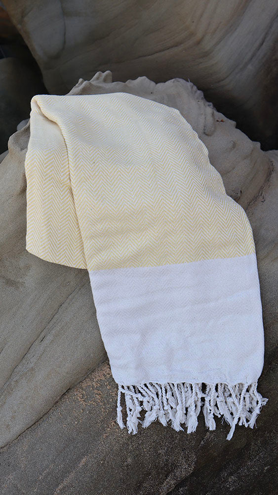 Yellow Herringbone Beach Towel