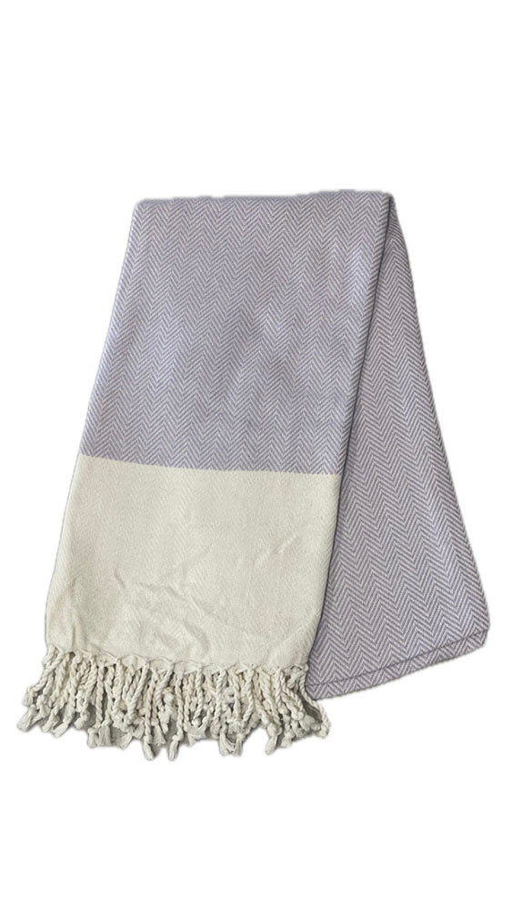 Lilac Herringbone Beach Towel