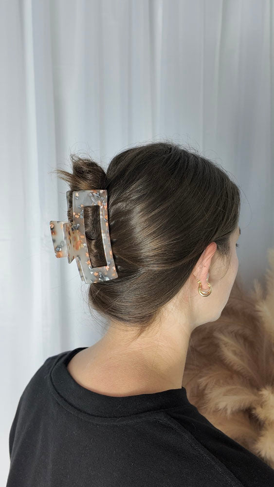 Neutral Shell Square Hair Clip - Regular