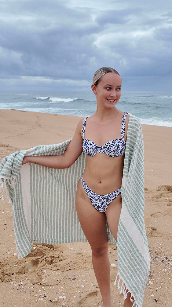 Sage Dottie Stripe Beach Towel