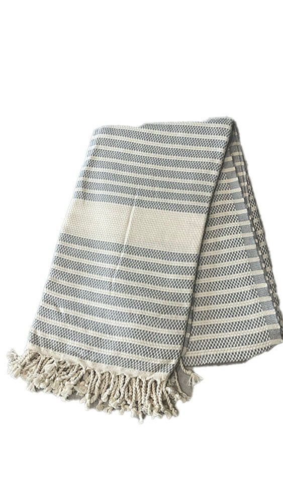 Grey Dottie Stripe Beach Towel