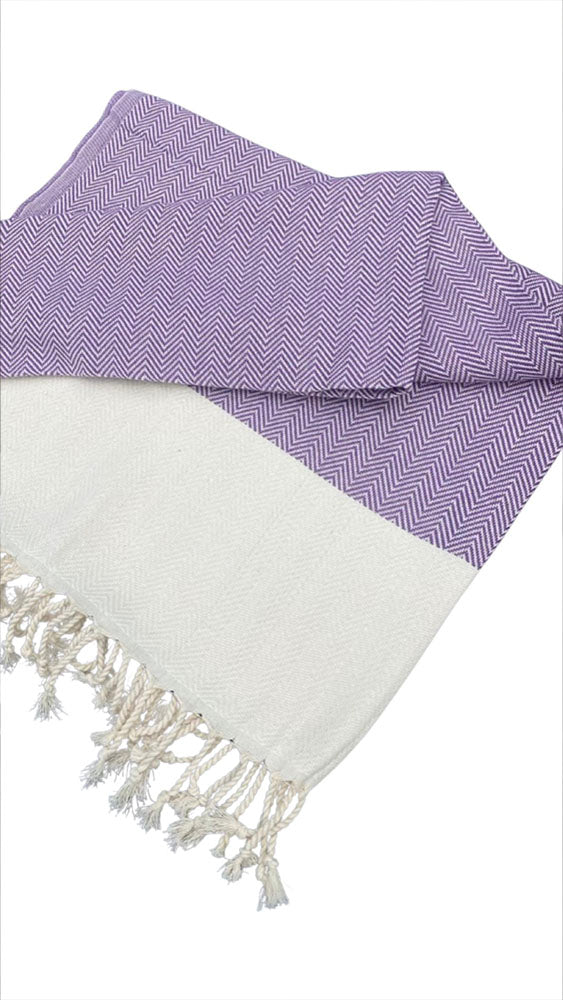 Purple Herringbone Beach Towel