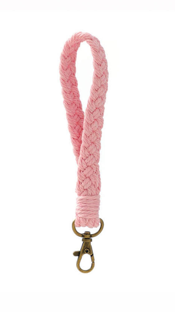 Pink Macrame Wristlet Keychain 