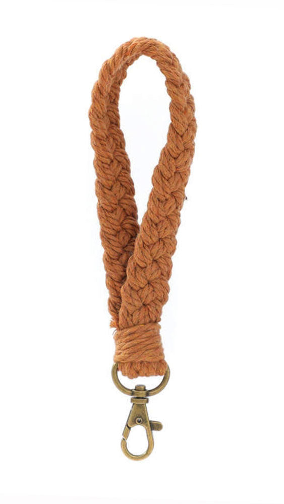 Coffee Macrame Wristlet Keychain