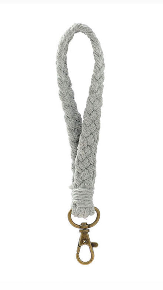 Grey Macrame Wristlet Keychain
