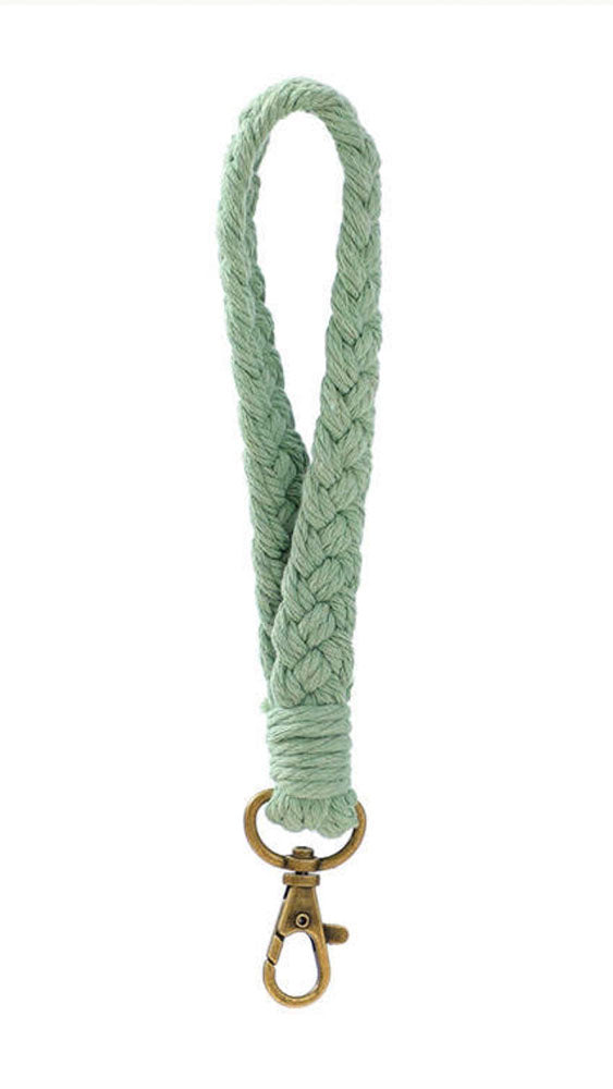 Sage Macrame Wristlet Keychain