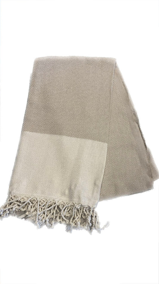Cream Herringbone Beach Towel