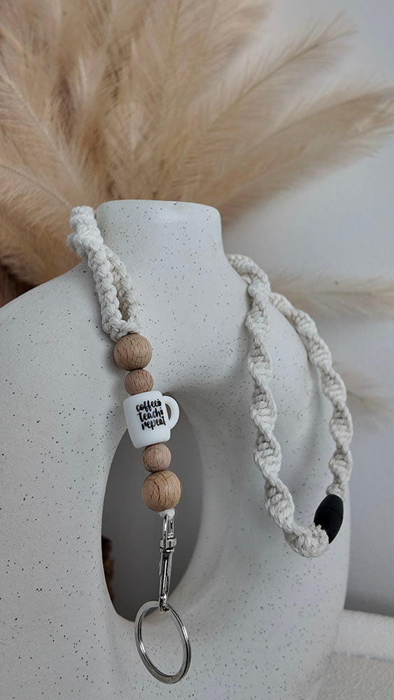 Coffee Teach Repeat - Macrame Lanyard
