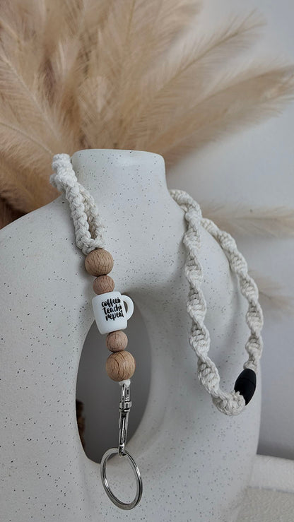 Coffee Teach Repeat - Macrame Lanyard