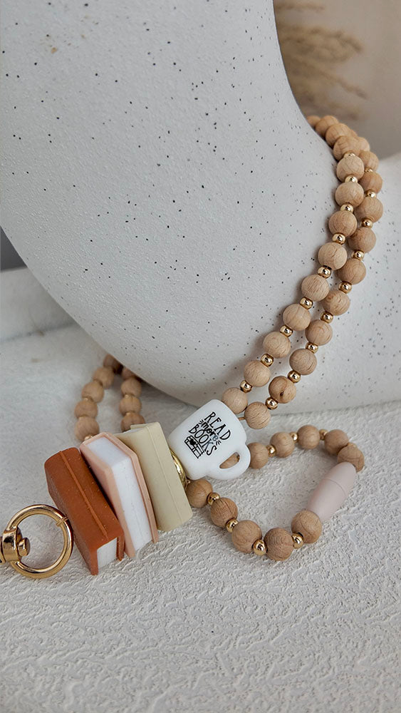 Read More Books - Beaded Lanyard Brown