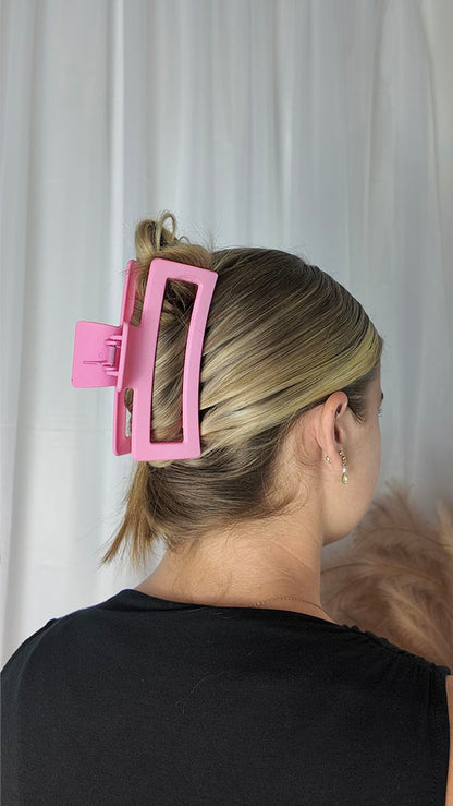 Hot Pink Square Hair Clip - Jumbo