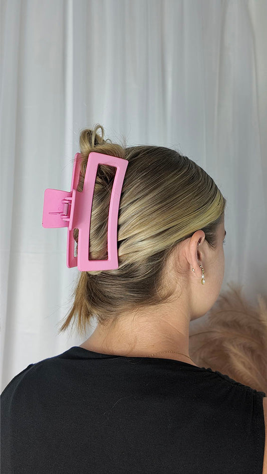 Hot Pink Square Hair Clip - Jumbo