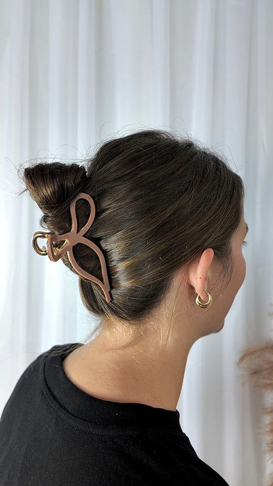 Brown Bow Hair Clip - Metal Regular