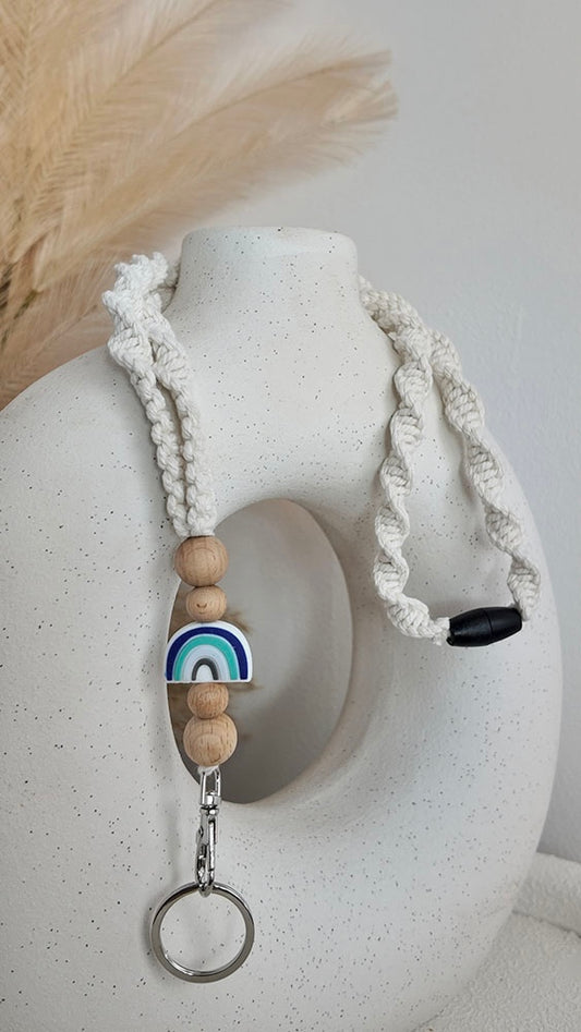 Blue Rainbow - Macrame Lanyard