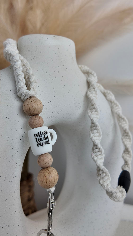 Coffee Teach Repeat - Macrame Lanyard