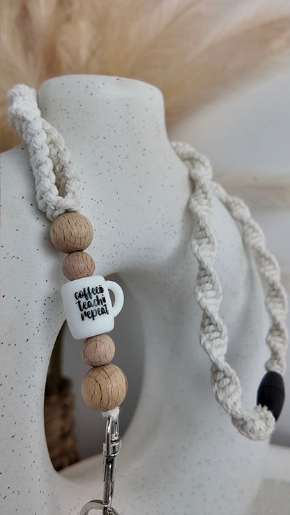 Coffee Teach Repeat - Macrame Lanyard
