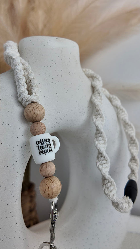 Coffee Teach Repeat - Macrame Lanyard