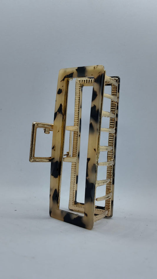 Leopard Rectangle Hair Clip - Metal Regular