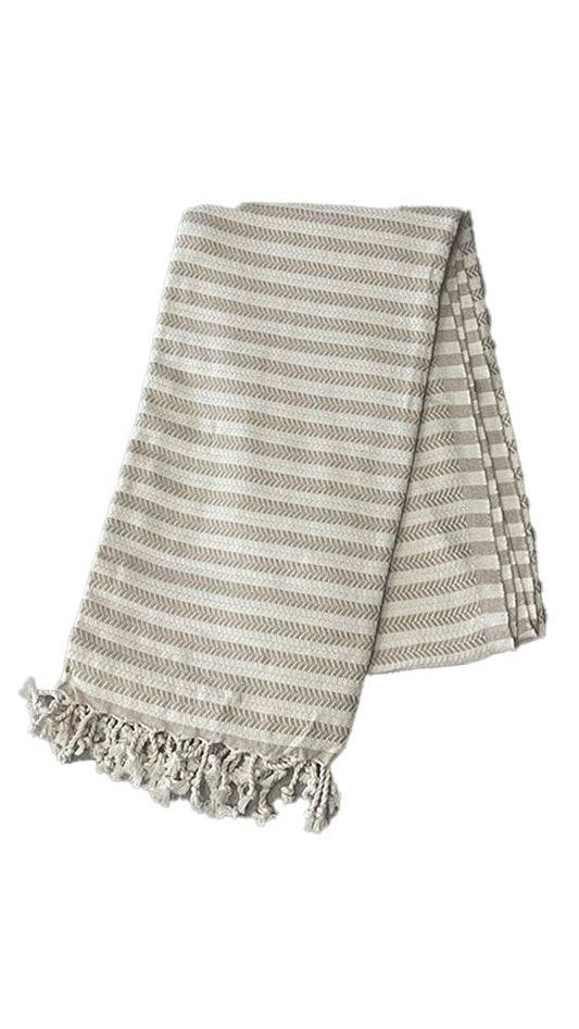 Cream Stripe Beach Towel