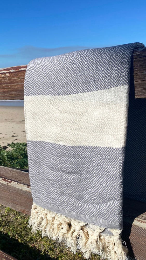 Grey Diamond Beach Towel