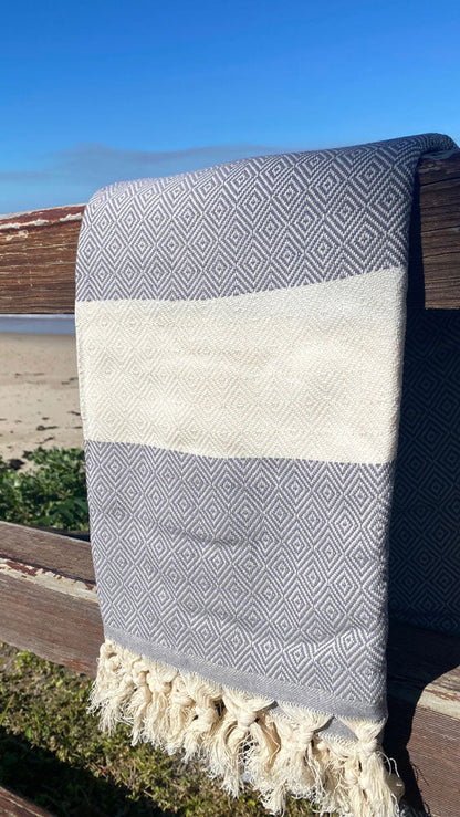 Grey Diamond Beach Towel