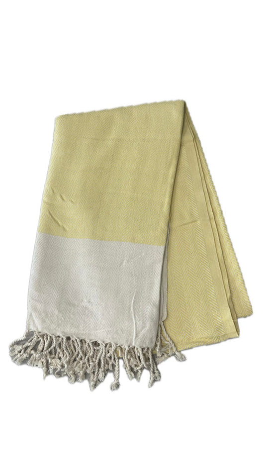 Yellow Herringbone Beach Towel