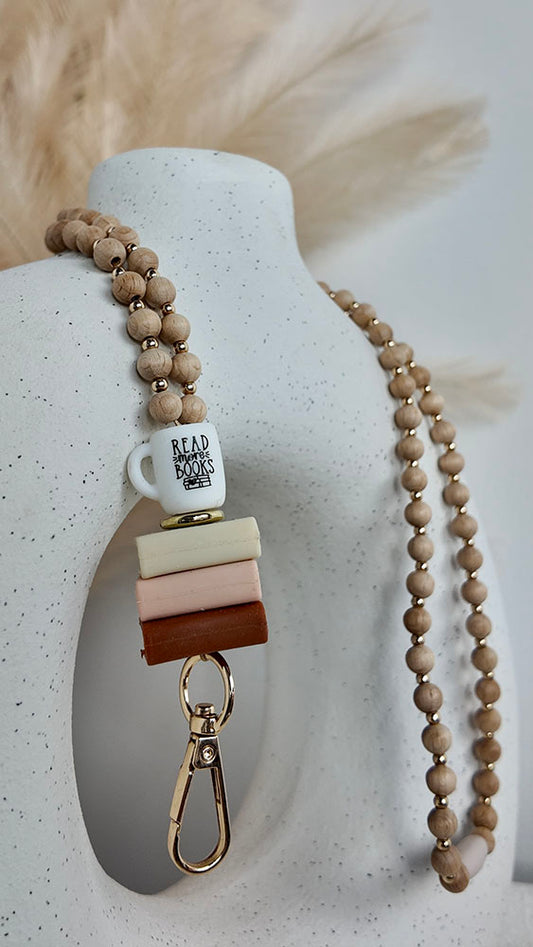 Read More Books - Beaded Lanyard Brown