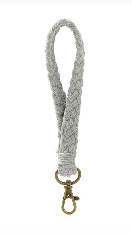 Grey Macrame Wristlet Keychain