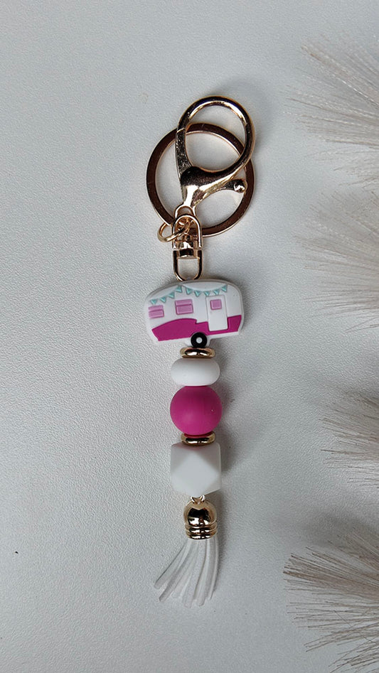 Pink Caravan Keyring