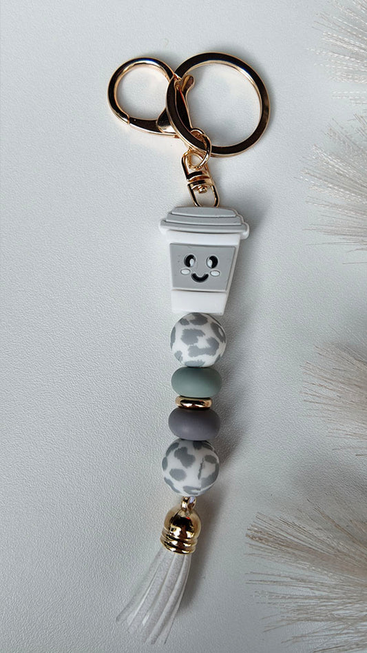 Grey Coffee Keyring